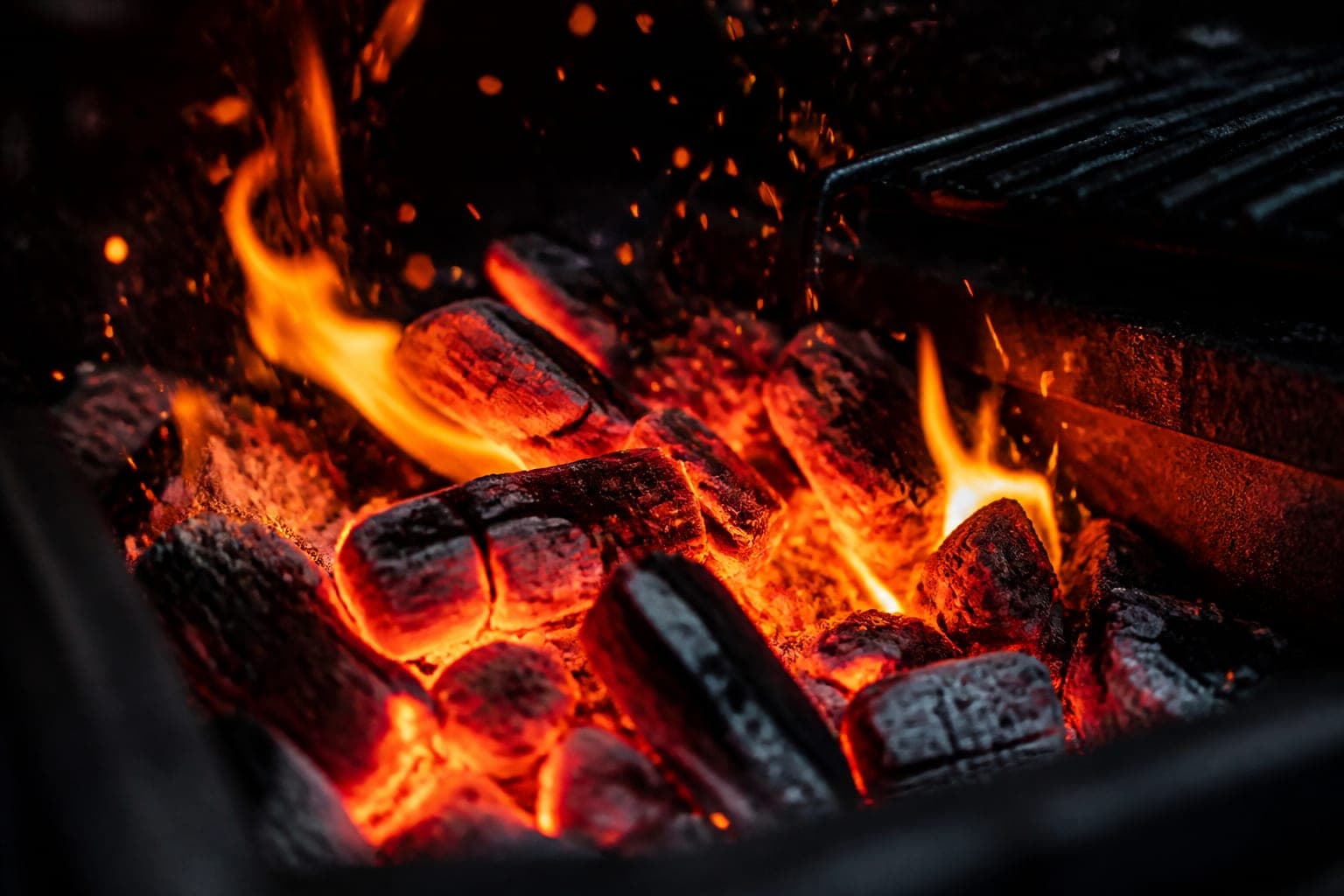 Brasa e fogo de lenha da parrilla